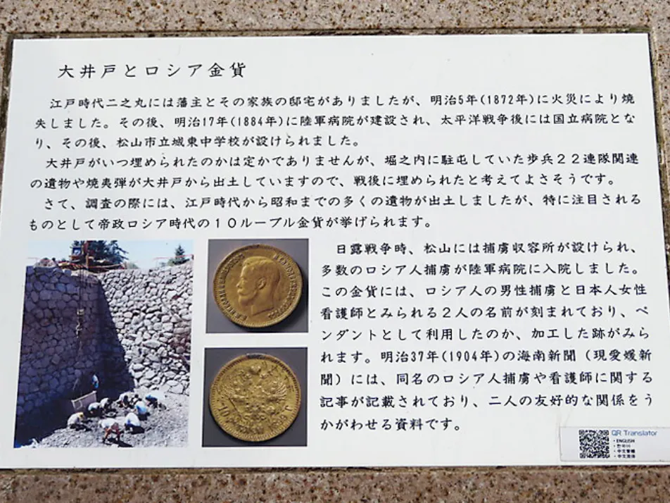大井戸とロシア金貨の説明写真